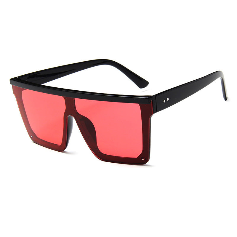 Flat Top Square Purple Mirror Sunglasses UV400 clear-red by HitMyNeed