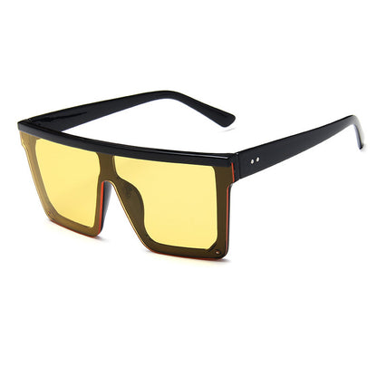 Flat Top Square Purple Mirror Sunglasses UV400 clear-yellow by HitMyNeed