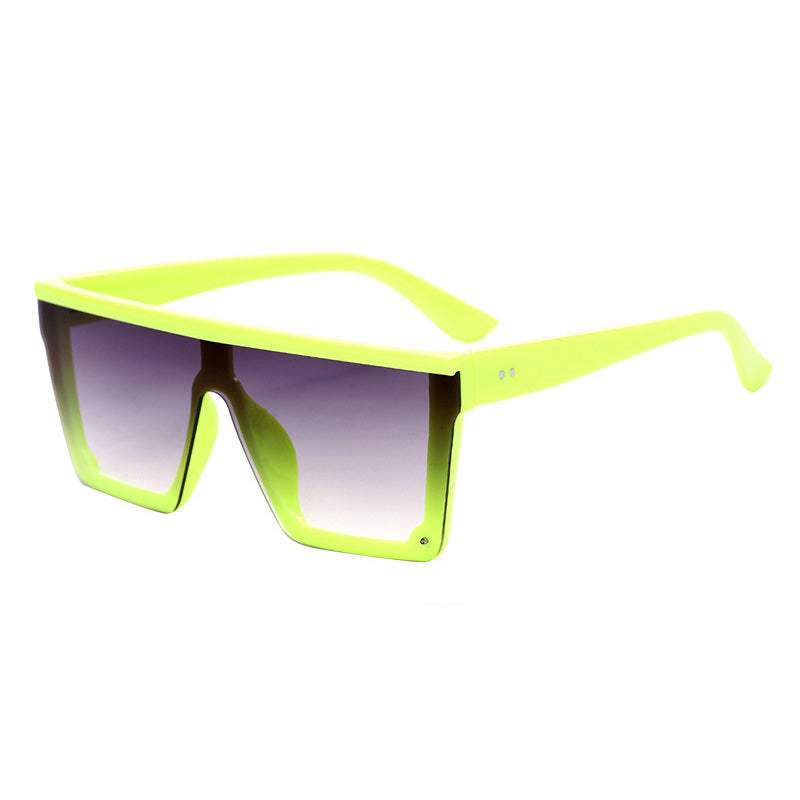 Flat Top Square Purple Mirror Sunglasses UV400 green-grey by HitMyNeed