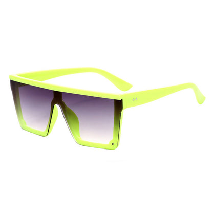 Flat Top Square Purple Mirror Sunglasses UV400 green-grey by HitMyNeed
