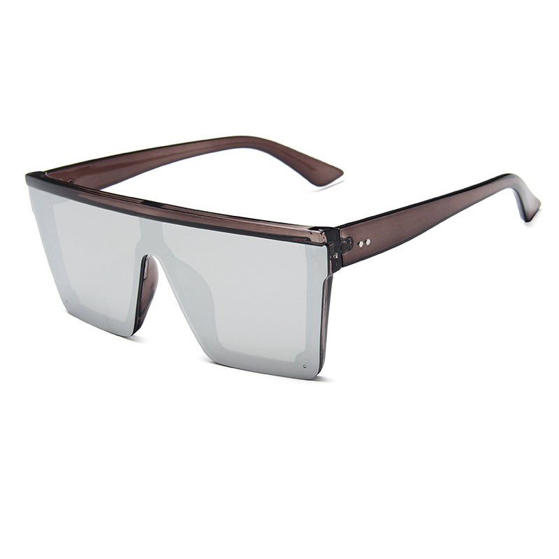 Flat Top Square Purple Mirror Sunglasses UV400 grey-silver by HitMyNeed