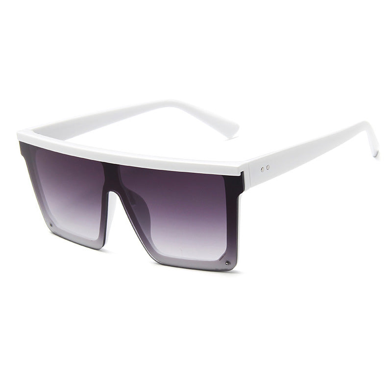 Flat Top Square Purple Mirror Sunglasses UV400 white-grey by HitMyNeed