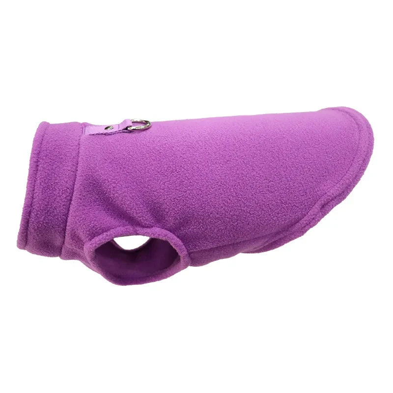 Fleece Dog Coat with D-Ring for Easy Walks purple s by HitMyNeed