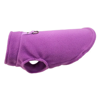 Fleece Dog Coat with D-Ring for Easy Walks purple s by HitMyNeed