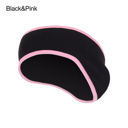 Fleece Headband Ear Warmer for Cold Weather black-pink by HitMyNeed
