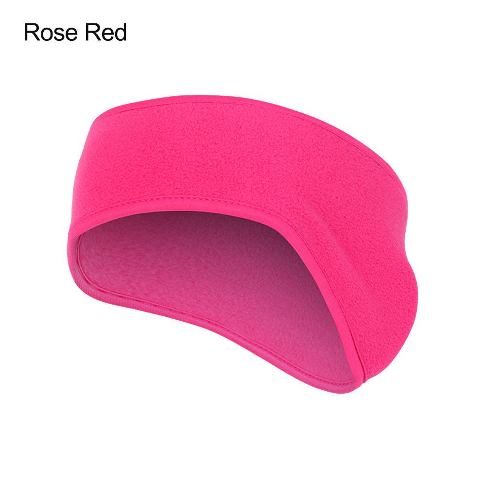 Fleece Headband Ear Warmer for Cold Weather rose-red by HitMyNeed