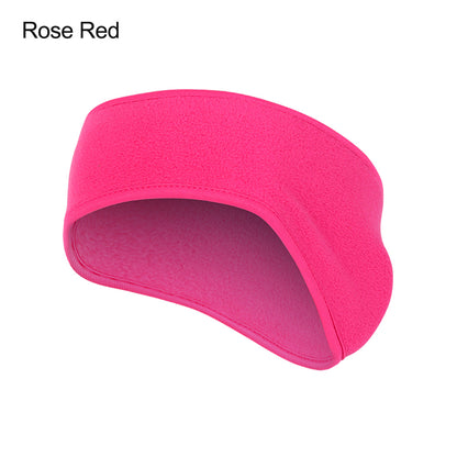 Fleece Headband Ear Warmer for Cold Weather rose-red by HitMyNeed