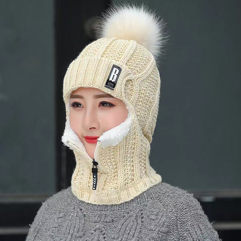 Fleece Lined Knit Riding Hat with Ear Protection beige by HitMyNeed