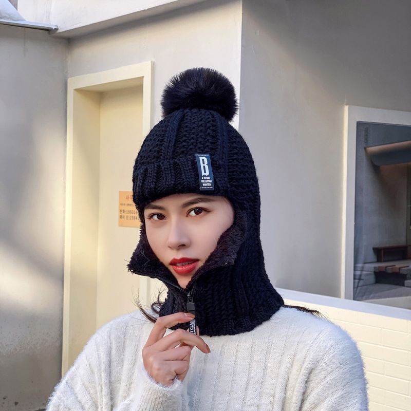 Fleece Lined Knit Riding Hat with Ear Protection black by HitMyNeed