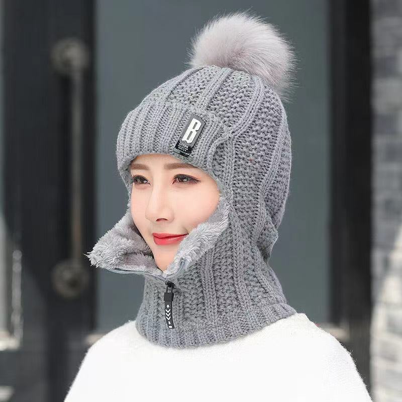 Fleece Lined Knit Riding Hat with Ear Protection gray by HitMyNeed