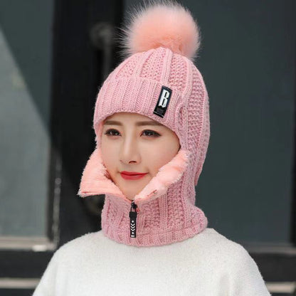 Fleece Lined Knit Riding Hat with Ear Protection pink by HitMyNeed