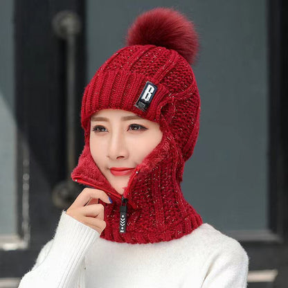 Fleece Lined Knit Riding Hat with Ear Protection red by HitMyNeed