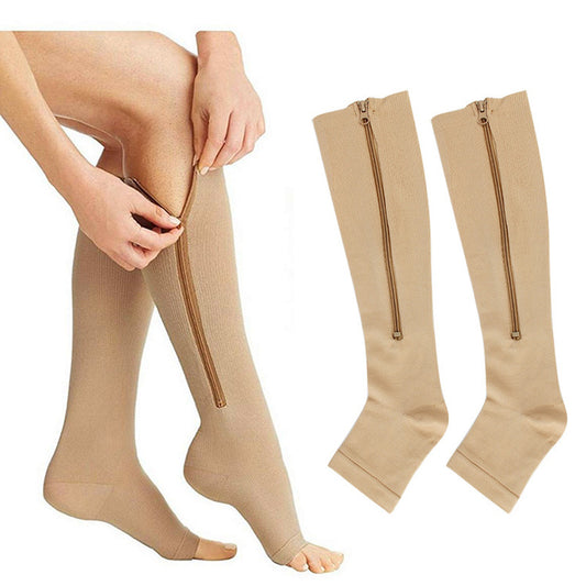Flesh Tone Zipper Compression Socks for Support by HitMyNeed
