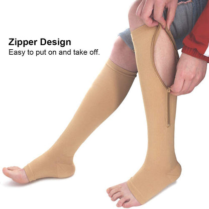 Flesh Tone Zipper Compression Socks for Support by HitMyNeed