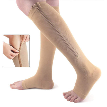 Flesh Tone Zipper Compression Socks for Support by HitMyNeed