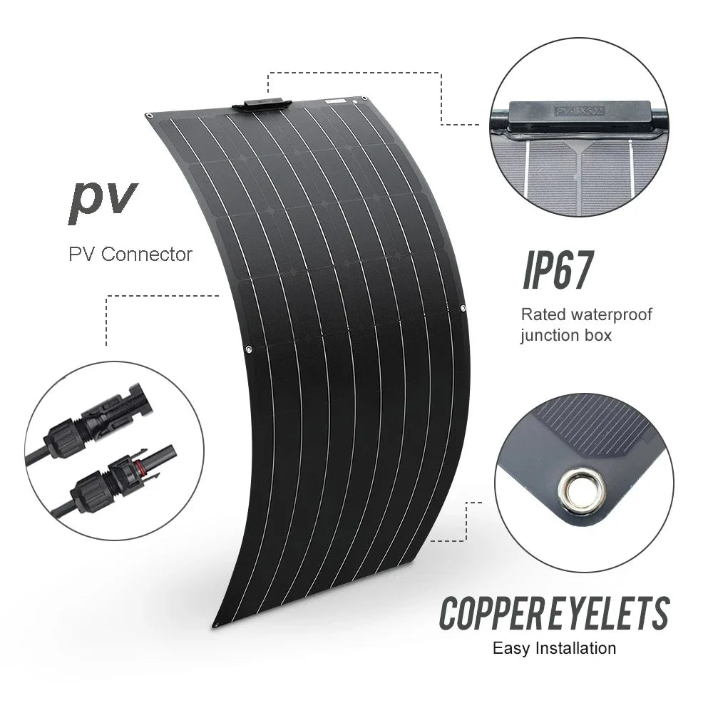 Flexible 150W Solar Panel Kit for Camping & RV by HitMyNeed