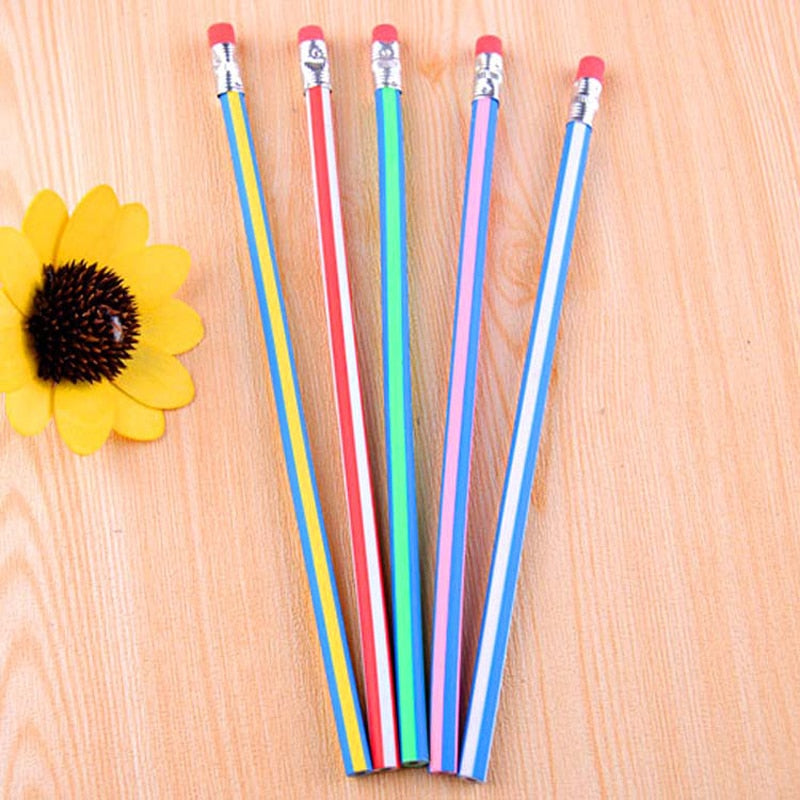 Flexible Bendable Pencils with Erasers (Set of 5) by HitMyNeed