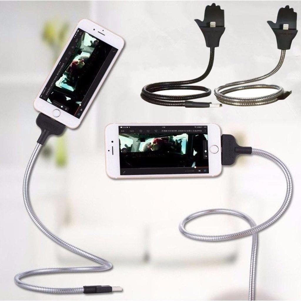 Flexible USB Charging Cable and Smartphone Holder by HitMyNeed