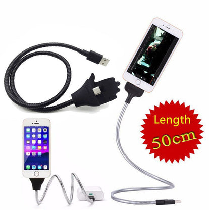Flexible USB Charging Cable and Smartphone Holder by HitMyNeed