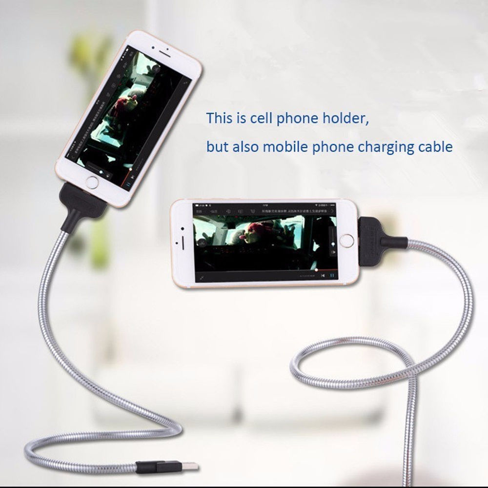 Flexible USB Charging Cable and Smartphone Holder by HitMyNeed
