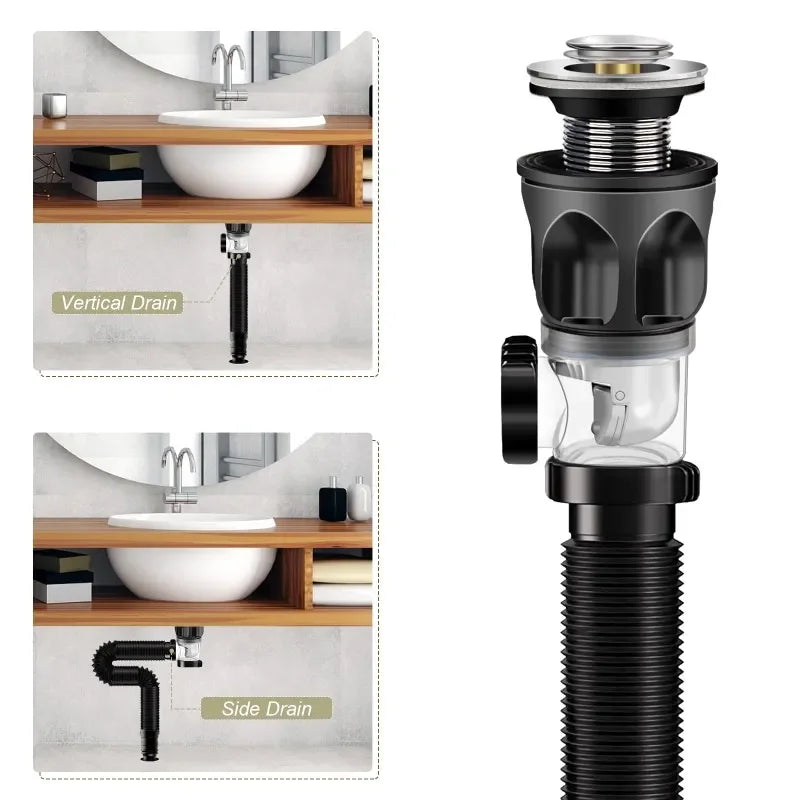 Flip-Top Sink Drain with Deodorizing Filter by HitMyNeed