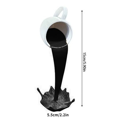 Floating Coffee Cup Resin Sculpture Home Decor b-white-black by HitMyNeed