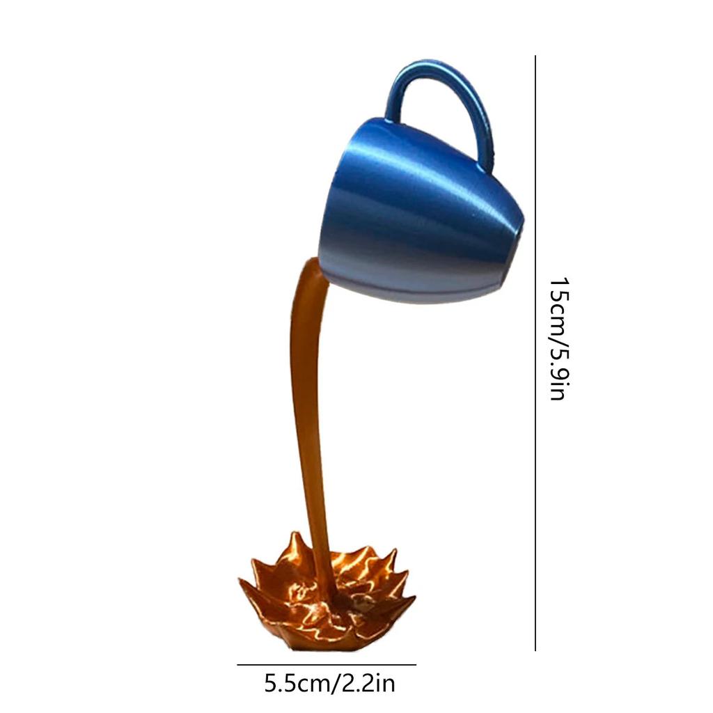 Floating Coffee Cup Resin Sculpture Home Decor c-blue-coffee by HitMyNeed