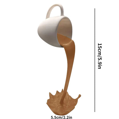 Floating Coffee Cup Resin Sculpture Home Decor d-white-brown by HitMyNeed