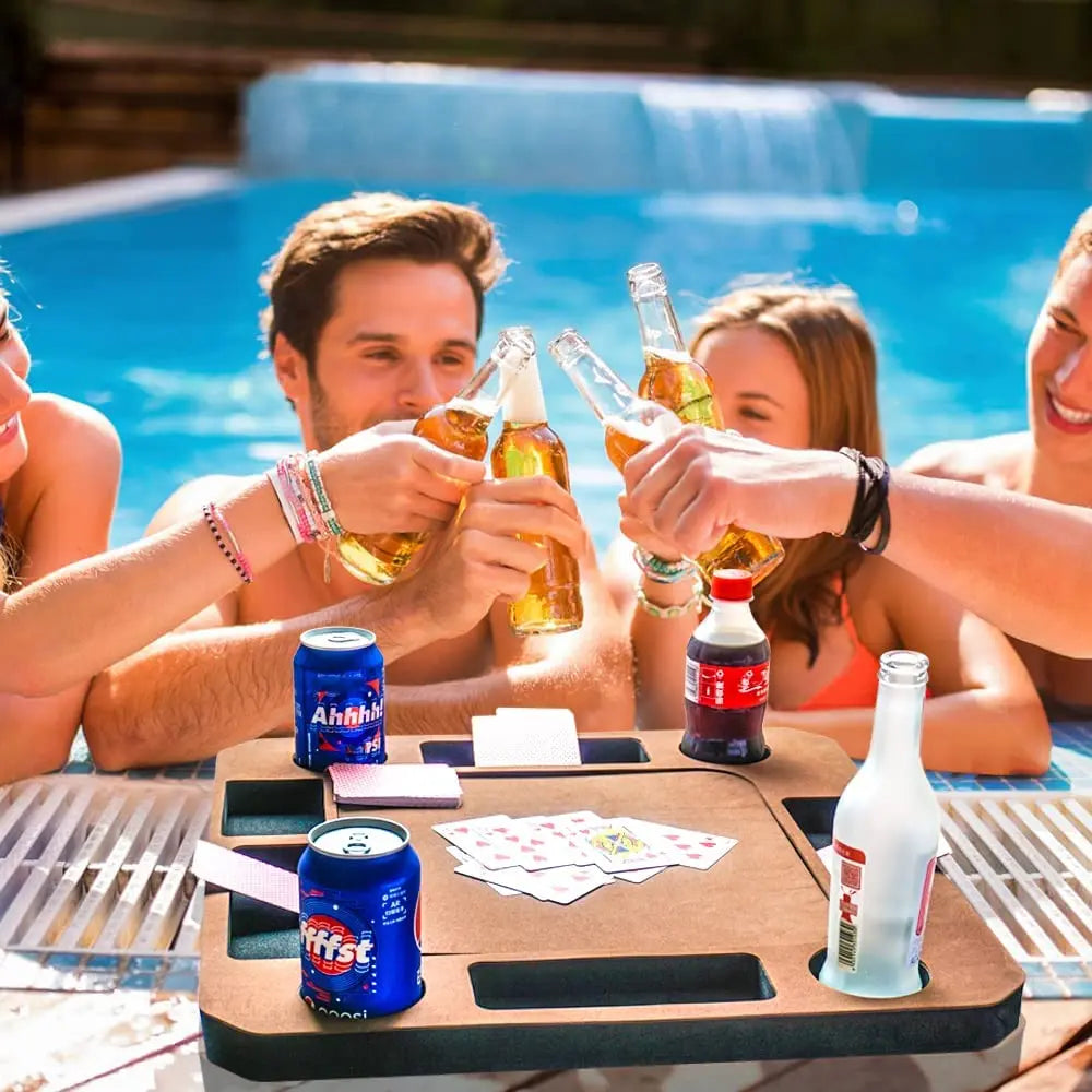 Floating Game & Snack Table Tray with Drink Holders by HitMyNeed