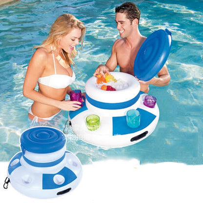 Floating Inflatable Ice Chest with Lid & Cup Holders by HitMyNeed