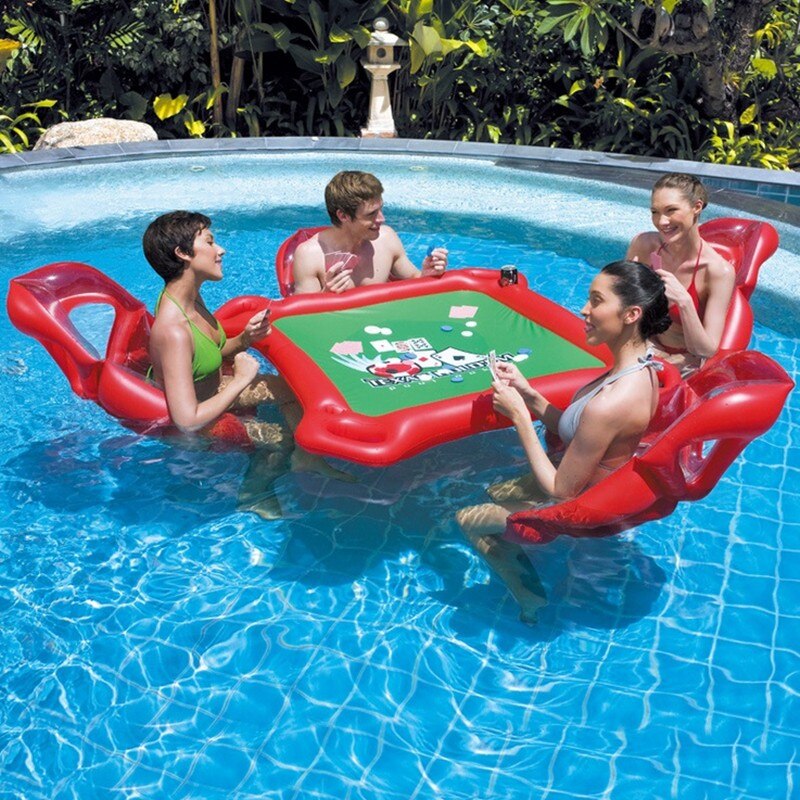 Floating Poker Table Set with Chairs and Poker Kit by HitMyNeed