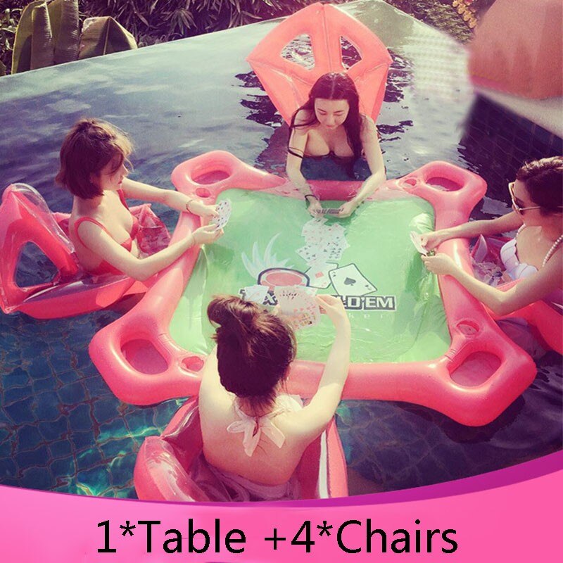 Floating Poker Table Set with Chairs and Poker Kit by HitMyNeed