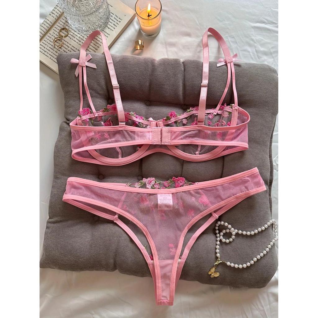Floral Embroidered 2 Piece Lingerie Set for Women by HitMyNeed