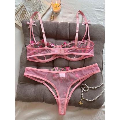 Floral Embroidered 2 Piece Lingerie Set for Women by HitMyNeed