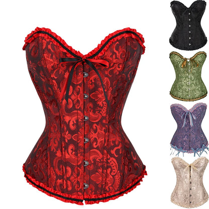 Floral Lace Gothic Satin Overbust Corset Top by HitMyNeed