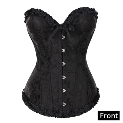 Floral Lace Gothic Satin Overbust Corset Top by HitMyNeed