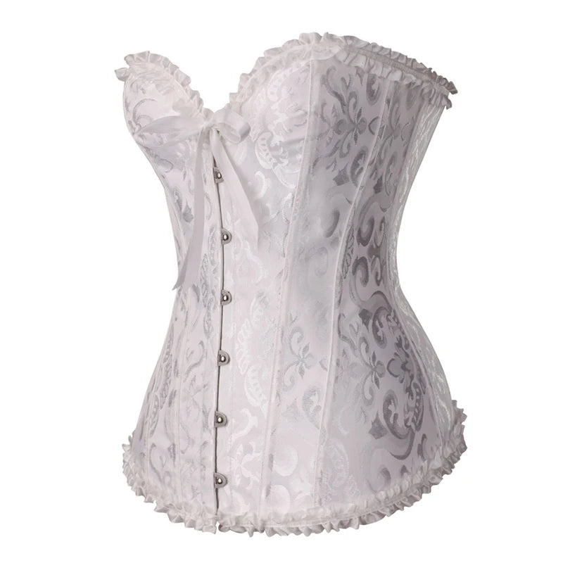 Floral Lace Gothic Satin Overbust Corset Top by HitMyNeed