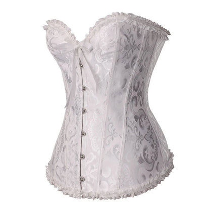 Floral Lace Gothic Satin Overbust Corset Top by HitMyNeed