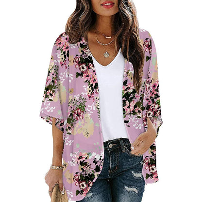 Floral Print Kimono Cover Up for Women kwglg232914z m by HitMyNeed