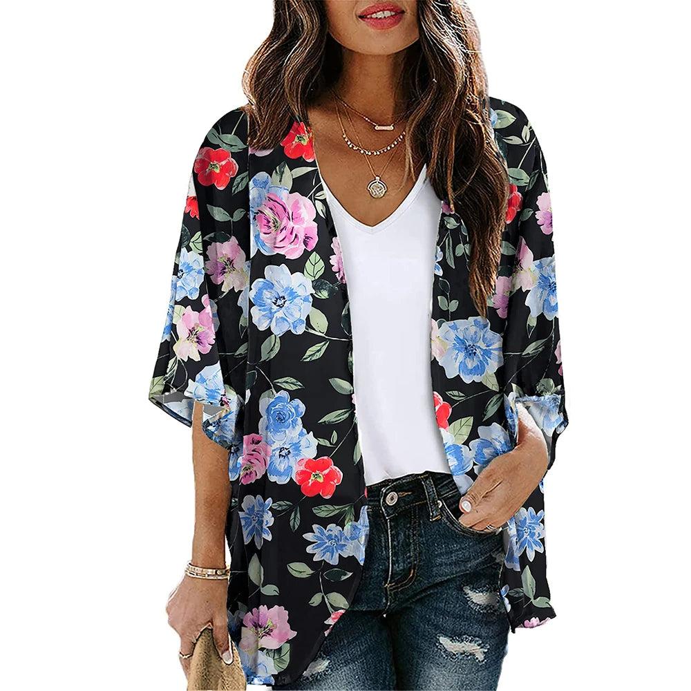 Floral Print Kimono Cover Up for Women kwglg232915f s by HitMyNeed