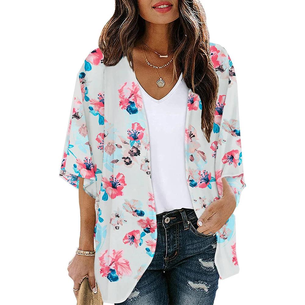 Floral Print Kimono Cover Up for Women kwglg232915j s by HitMyNeed