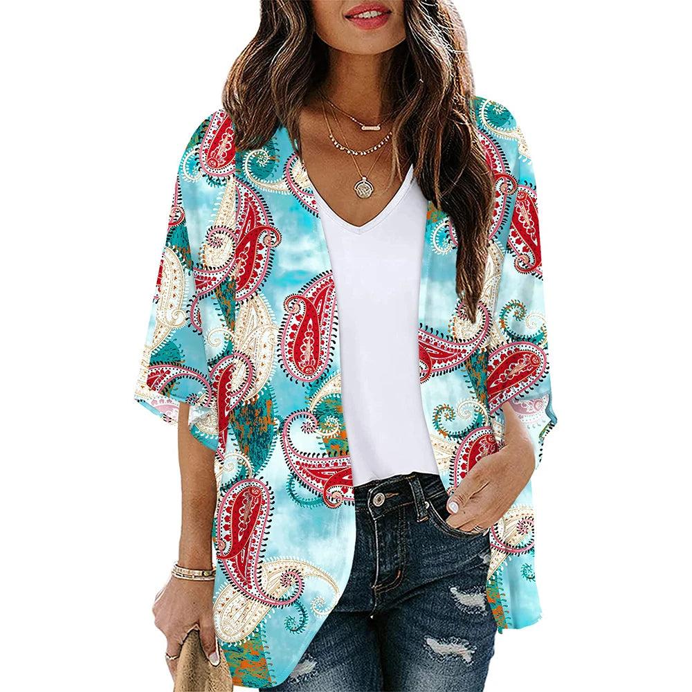 Floral Print Kimono Cover Up for Women kwglg232915n s by HitMyNeed