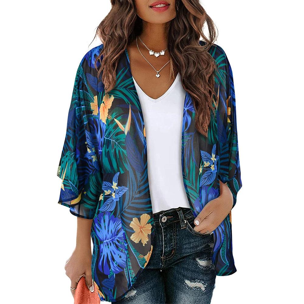 Floral Print Kimono Cover Up for Women kwglg232915r m by HitMyNeed
