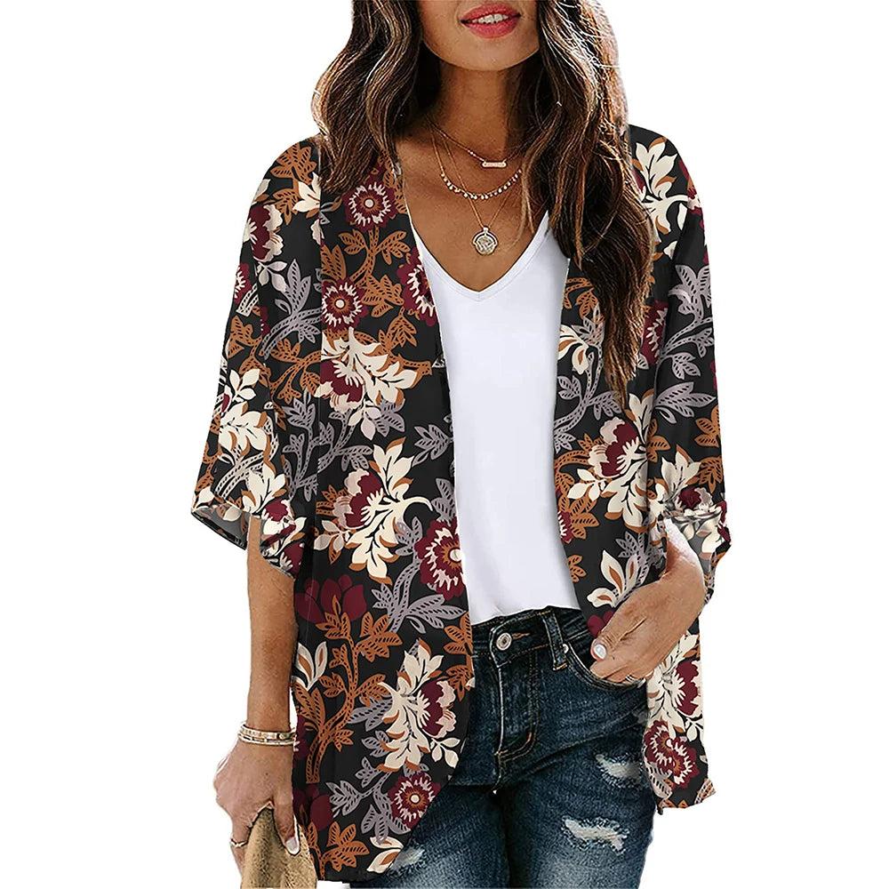 Floral Print Kimono Cover Up for Women kwglg232915s 6xl by HitMyNeed