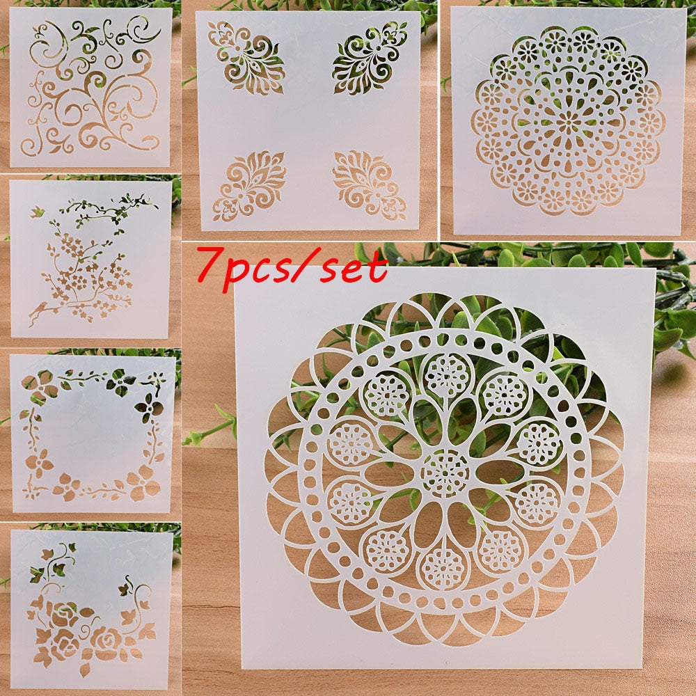 Floral Stencil Art Set for Walls, Cards & Crafts by HitMyNeed