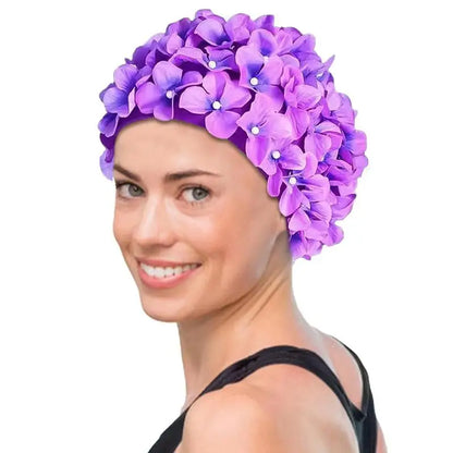 Floral Swim Cap for Women - Comfortable & Stylish by HitMyNeed