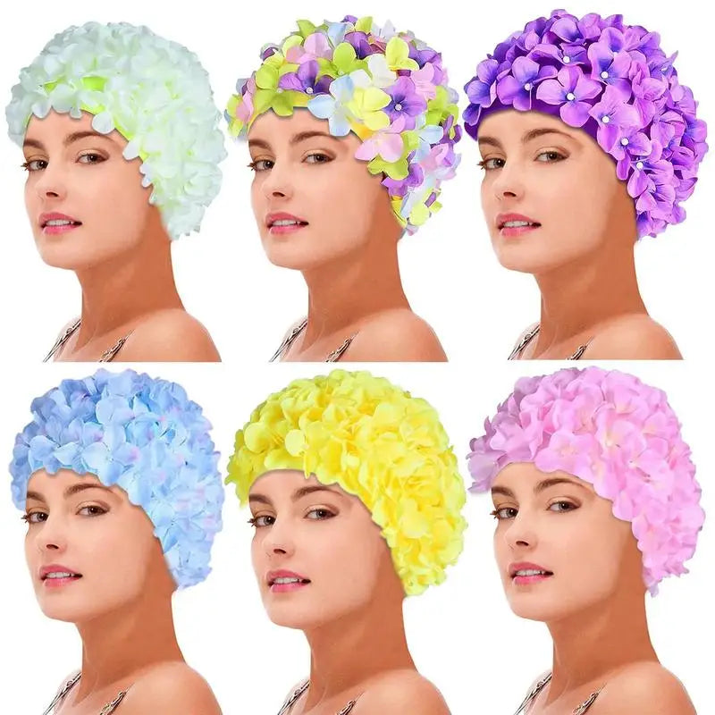 Floral Swim Cap for Women - Comfortable & Stylish by HitMyNeed