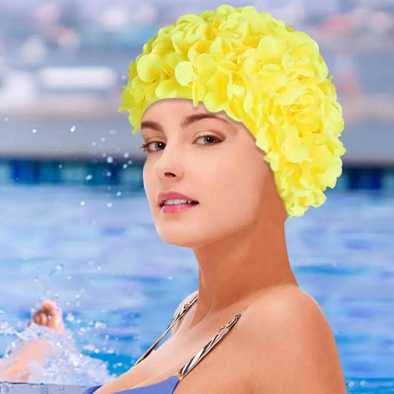 Floral Swim Cap for Women - Comfortable & Stylish by HitMyNeed