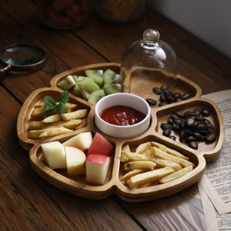 Flower-Shaped Wooden Nuts and Snacks Serving Tray by HitMyNeed