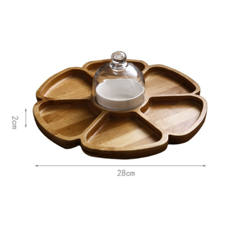 Flower-Shaped Wooden Nuts and Snacks Serving Tray by HitMyNeed